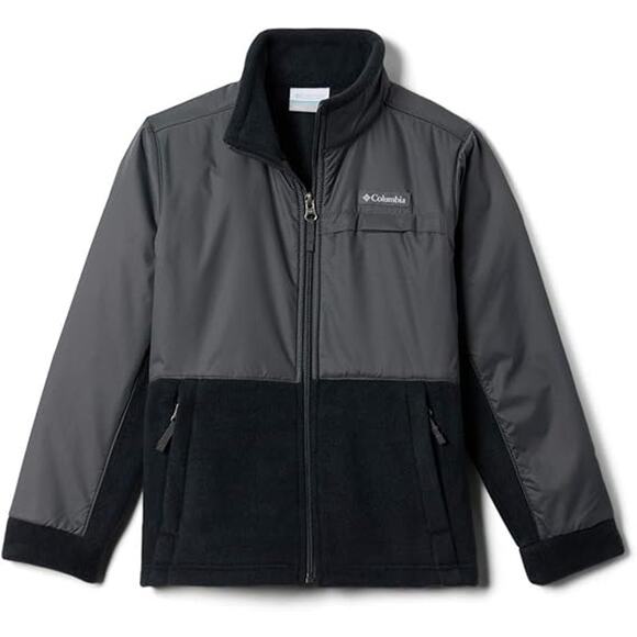 Columbia Youth Boys Small Black Grill Steens Mt Overlay Fleece Jacket N3-4
